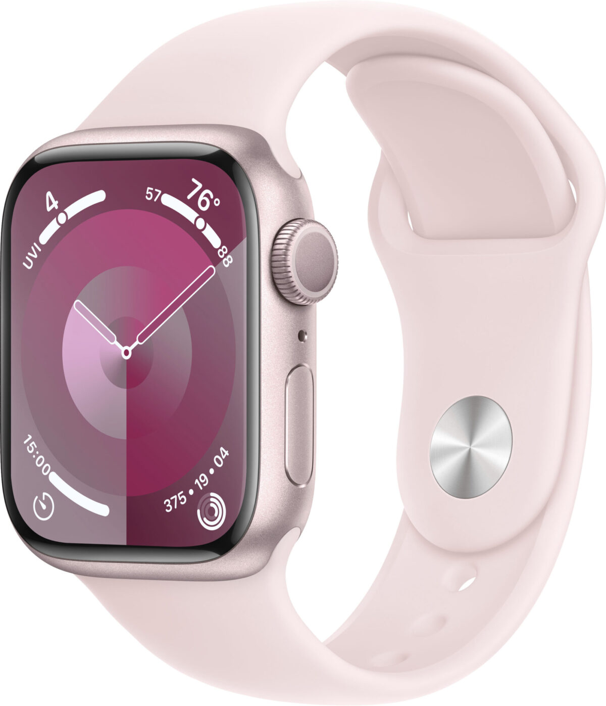 Apple Watch Series 9 GPS 41mm Aluminum Case with Lt Pink Sport Band (S/M) - Pink