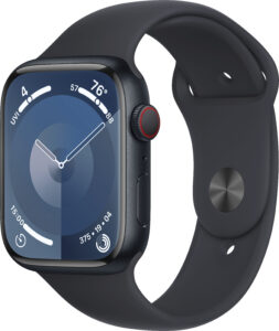 Apple Watch Series 9 GPS + Cellular 45mm  Aluminum Case with Midnight Sport Band  (Small/Medium) – Midnight