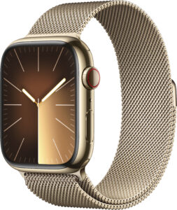 Apple Watch Series 9 GPS + Cellular 45mm Case with Gold Milanese Loop – Stainlesss steel