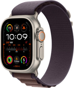 Apple Watch Ultra 2 GPS + Cellular 49mm Titanium Case with Indigo Alpine Loop  (Large) – Silver