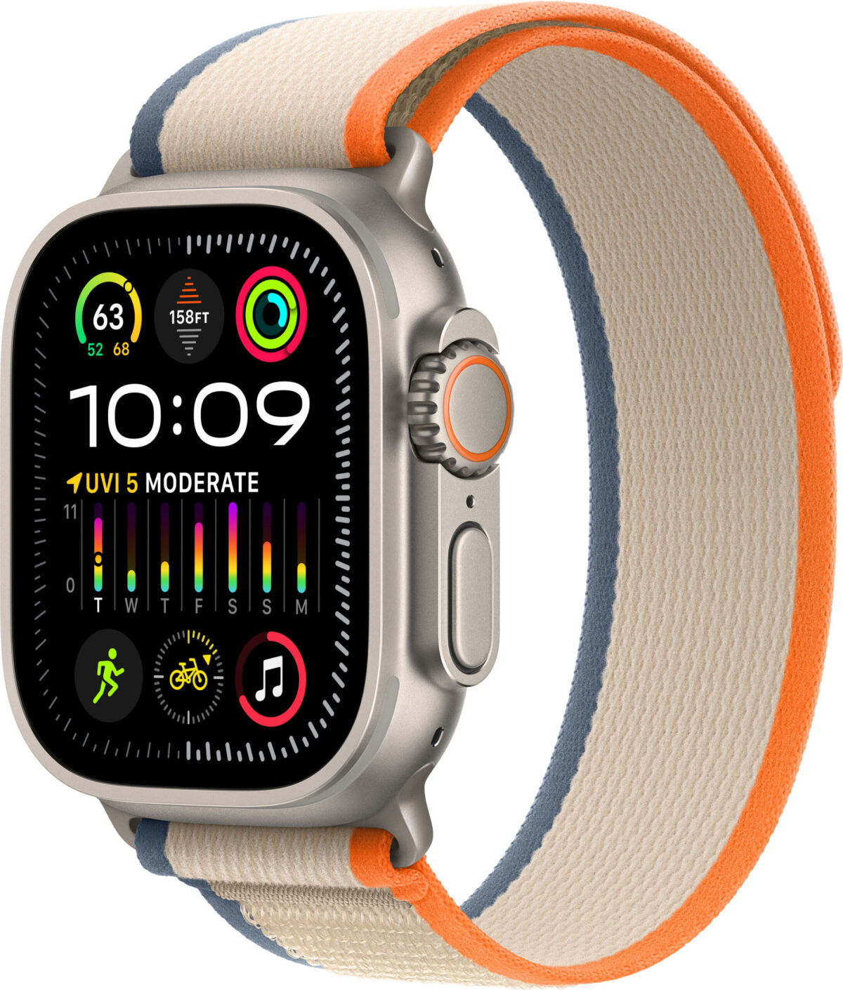 Apple Watch Ultra 2 GPS + Cellular 49mm Titanium Case with Orange/Beige Trail Loop  (Medium/Large) - Silver