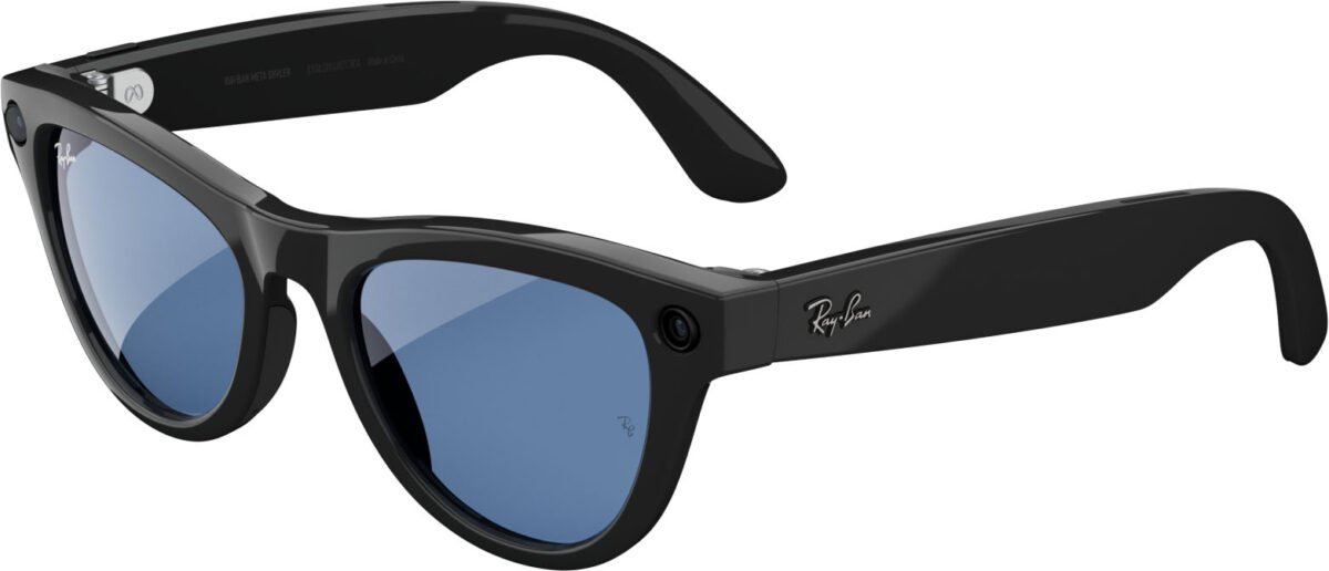 Ray-Ban Meta - Skyler Smart Glasses with Meta AI Audio Photo Video Compatibility - Transitions Blue Lenses - Shiny Black