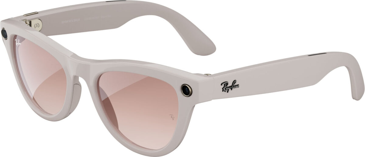 Ray-Ban Meta - Skyler Smart Glasses with Meta AI Audio Photo Video Compatibility - Pink Lenses - Shiny Chalky Gray