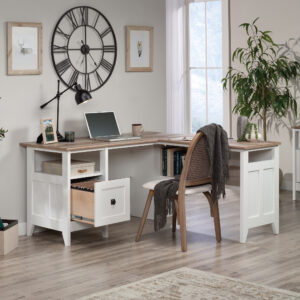 Sauder – August Hill  L-Desk – Soft White