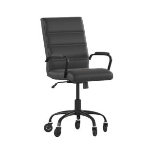 Alamont Home – Executive Chair on Skate Wheels – Black LeatherSoft/Black Frame