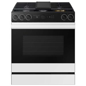 Samsung – Bespoke 6.0 Cu. Ft. Slide-In Gas Range with Smart Oven Camera – White Glass