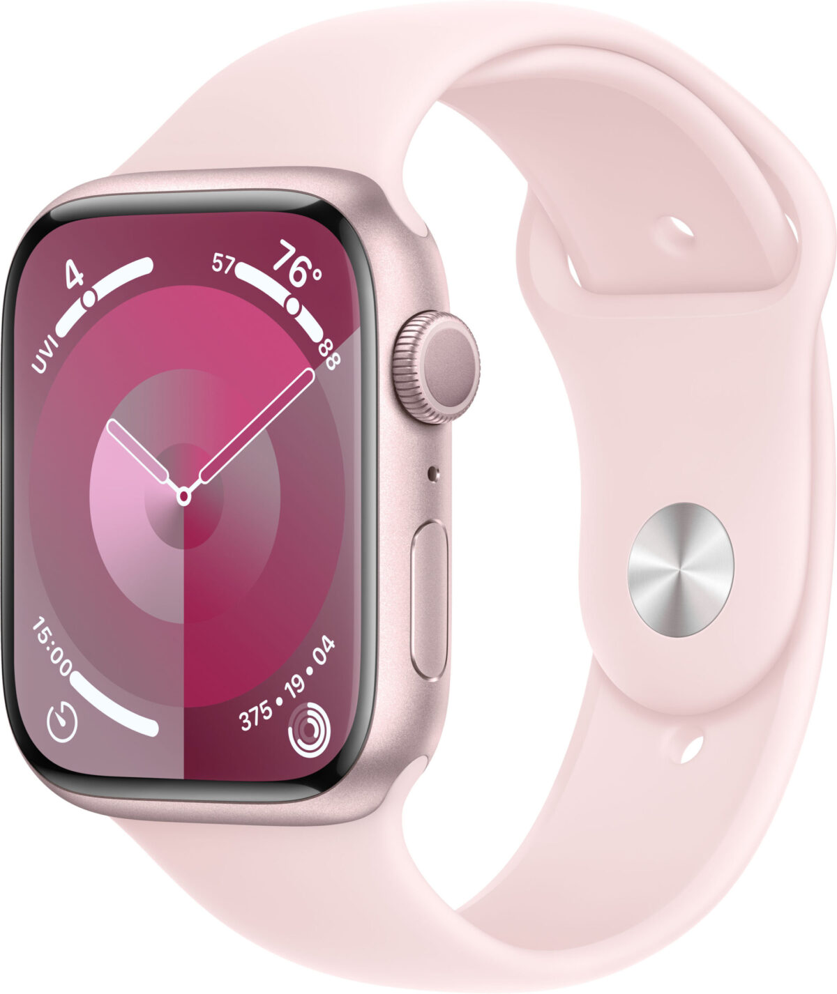 Apple Watch Series 9 GPS 45mm Aluminum Case with Light Pink Sport Band (Medium/Large) - Pink