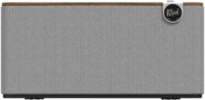 Klipsch – The Three Plus Premium Tabletop Bluetooth Speaker with Broadcast Mode Walnut – Walnut