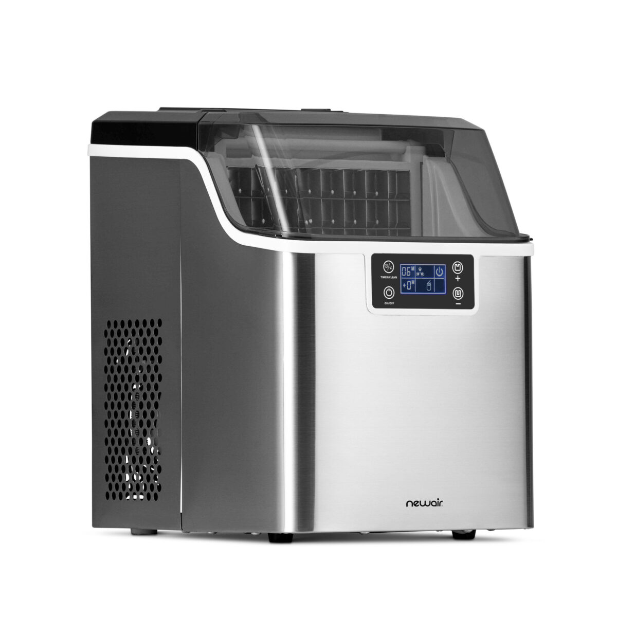 NewAir - 45 lbs. Portable Countertop Clear Ice Maker with FrozenFall Technology - Stainless Steel