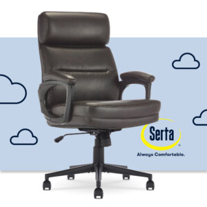 Serta – Comfort Mid-Back Modern Bonded Leather Executive Office Chair – Dark Brown