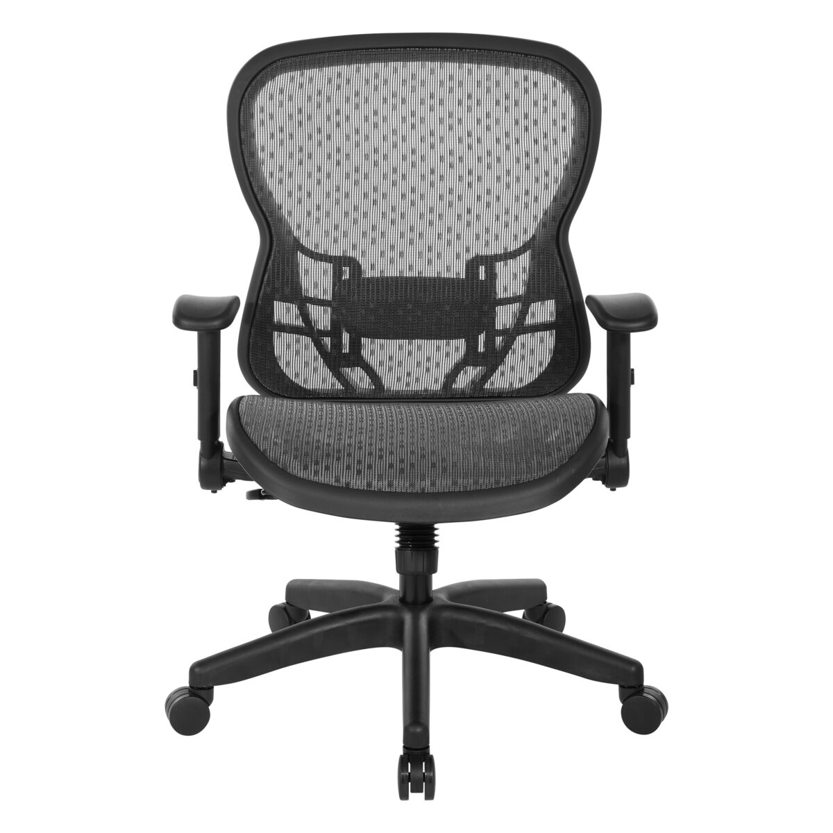 OSP Home Furnishings - Professional R2 SpaceGrid Back Managers Chair with Adjustable Lumbar Support and Adjustable Flip Arms - Black