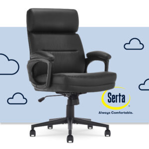 Serta – Comfort Mid-Back Modern Bonded Leather Executive Office Chair – Black