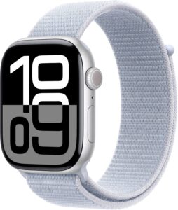 Apple Watch Series 10 (GPS) 46mm Aluminum Case with Blue Cloud Sport Loop – Silver