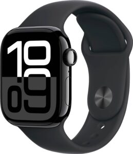 Apple Watch Series 10 (GPS+Cellular) 42mm Aluminum Case with Black Sport Band – S/M – Jet Black