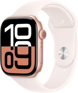 Apple Watch Series 10 (GPS+Cellular) 46mm Aluminum Case with Light Blush Sport Band – M/L – Rose Gold