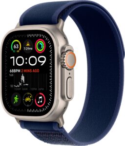 Apple Watch Ultra 2 (GPS+Cellular) 49mm Titanium Case with Blue Trail Loop – M/L – Natural