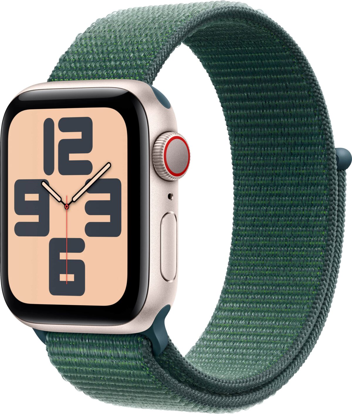 Apple Watch SE 2nd Generation (GPS+Cellular) 40mm Aluminum Case with Lake Green Sport Loop - Starlight