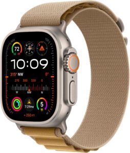 Apple Watch Ultra 2 (GPS+Cellular) 49mm Titanium Case with Tan Alpine Loop – Medium – Natural