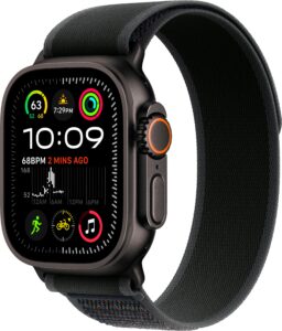 Apple Watch Ultra 2 (GPS+Cellular) 49mm Titanium Case with Black Trail Loop – S/M – Black