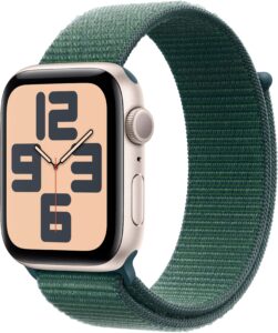 Apple Watch SE 2nd Generation (GPS) 44mm Aluminum Case with Lake Green Sport Loop – Starlight – (2024)