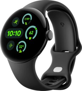 Google – Pixel Watch 3 (41mm) Smartwatch with Obsidian Band – Wi-Fi – Matte Black