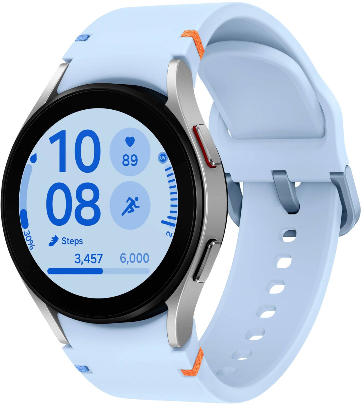 Samsung - Galaxy Watch FE Smartwatch 40mm BT with Blue Band - Silver