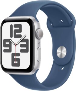 Apple Watch SE 2nd Generation (GPS) 44mm Aluminum Case with Denim Sport Band – M/L – Silver