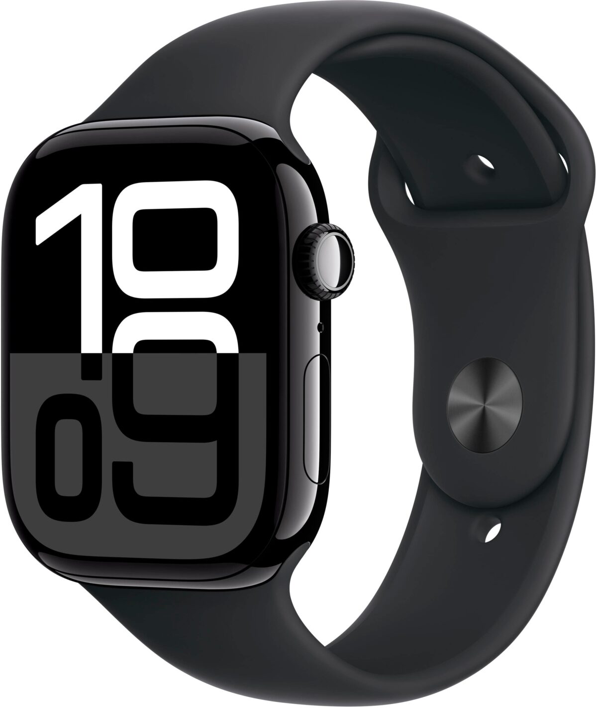 Apple Watch Series 10 (GPS) 46mm Aluminum Case with Black Sport Band - M/L - Jet Black