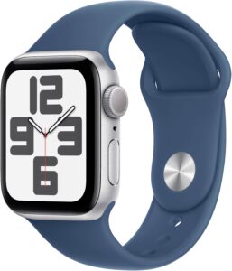 Apple Watch SE 2nd Generation (GPS) 40mm Aluminum Case with Denim Sport Band – M/L – Silver