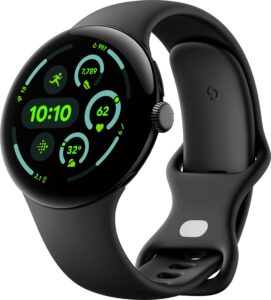 Google – Pixel Watch 3 (45mm) Smartwatch with Obsidian Band – Wi-Fi – Matte Black