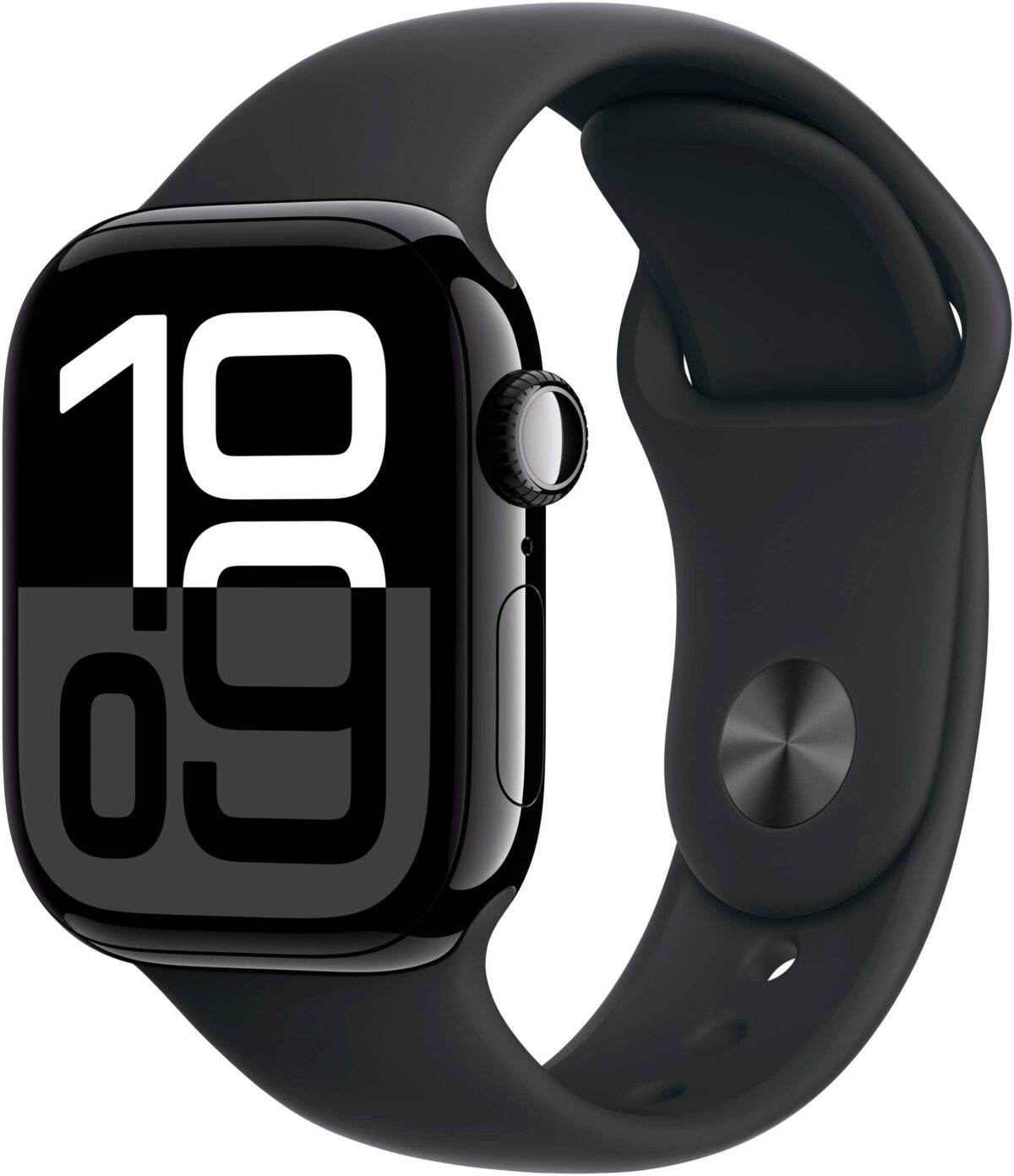 Apple Watch Series 10 (GPS) 42mm Aluminum Case with Black Sport Band - M/L - Jet Black