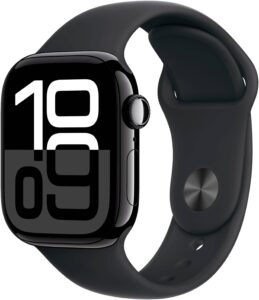 Apple Watch Series 10 (GPS) 42mm Aluminum Case with Black Sport Band – S/M – Jet Black