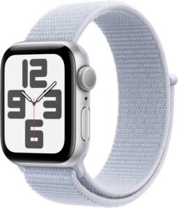 Apple Watch SE 2nd Generation (GPS) 40mm Aluminum Case with Blue Cloud Sport Loop – One Size – Silver