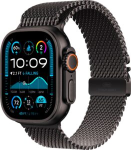 Apple Watch Ultra 2 (GPS+Cellular) 49mm Titanium Case with Black Titanium Milanese Loop – Medium – Black