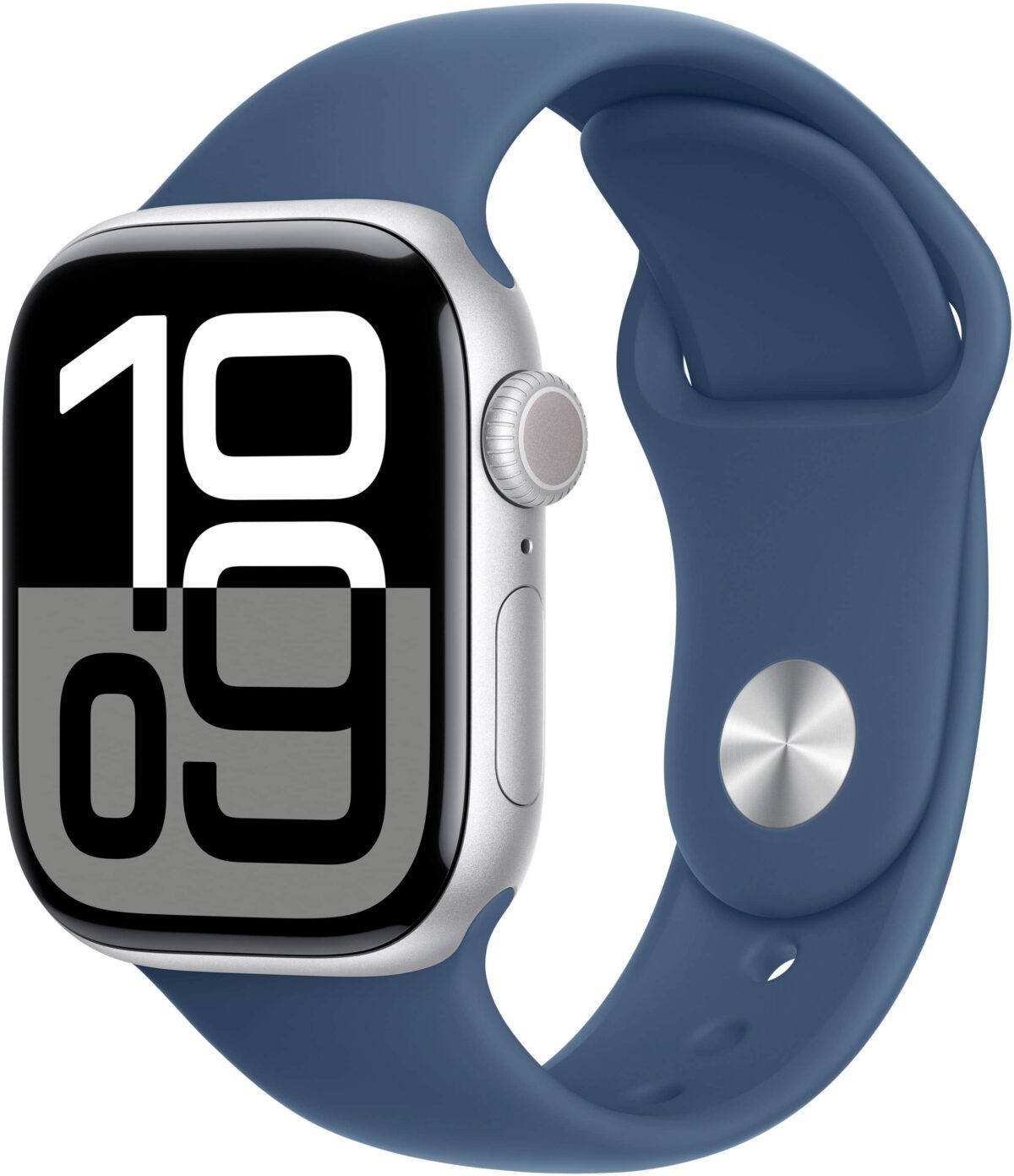 Apple Watch Series 10 (GPS) 42mm Aluminum Case with Denim Sport Band - S/M - Silver