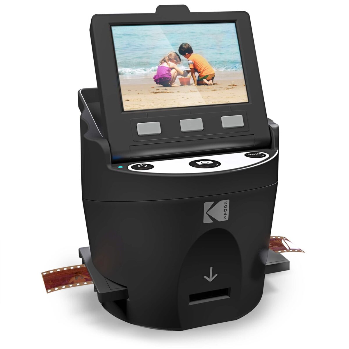 Kodak - Scanza Digital Film & Slide Scanner - Converts Film Negatives & Slides to JPEG - Includes Large Tilt-Up 3.5" LCD - Black