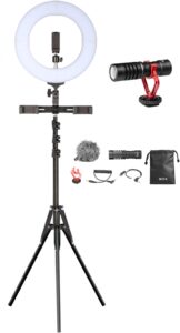 Sunpak – Ultimate Vlogging Kit with BOYA Cardioid Microphone for Smartphones and Cameras – Black