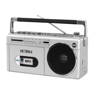 Victrola – Boombox with AM/FM Radio – Silver