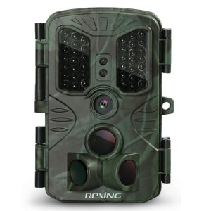 Rexing – H1 Blackhawk Trail Camera with Day and Night Ultra Fast Motion Detection – Green