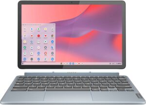 Lenovo – IdeaPad Duet 3 Chromebook 2-in-1 Laptop – 11″ 2K Touchscreen – Snapdragon 7cG2 – 4G RAM – 128G eMMC – Keyboard – Misty Blue