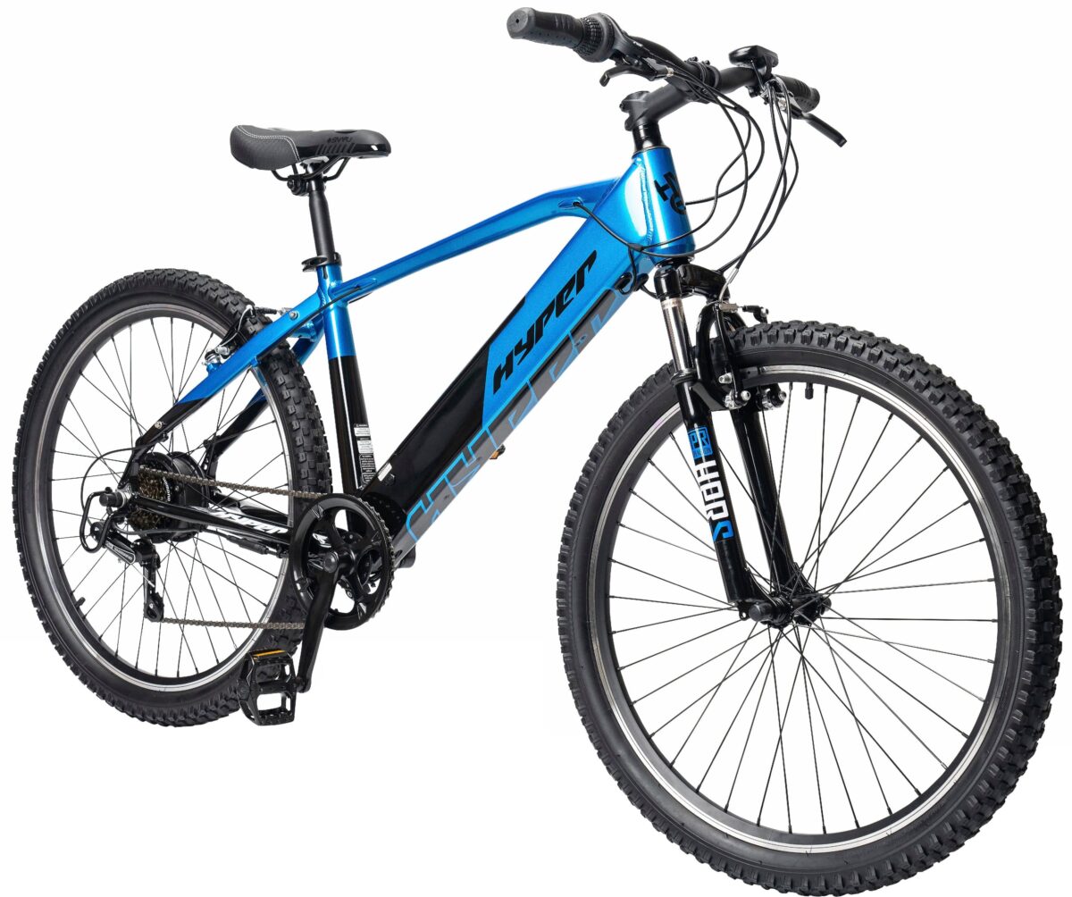 Hyper - 26" Mountain Electric Bike eBike w/ 20mph Max Speed 20 Mile Operating Range - Universal Size - UL Approved Certified - Blue